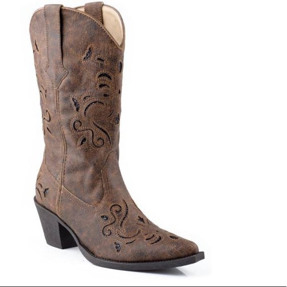 Roper Chloe Snip Toe Glitter Western Boot-